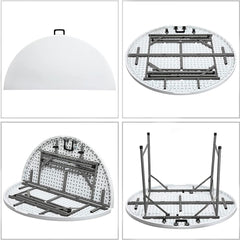 Table pliante ronde ASIA de 150 cm en résine blanche pour le service traiteur