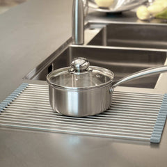 Égouttoir Pliable pour Évier Gain de Place en Acier Multifonction Gris 36x47.4cm