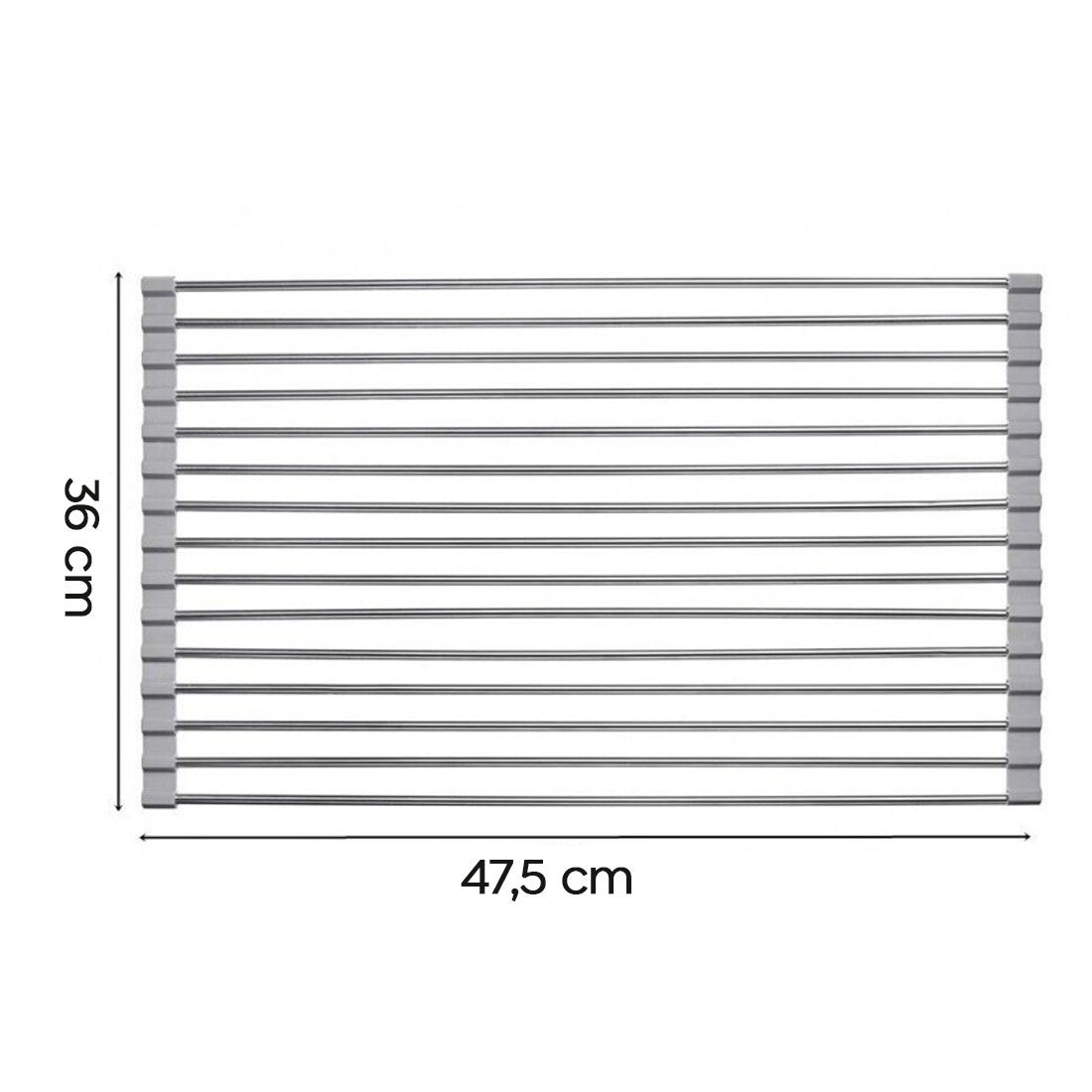 Égouttoir Pliable pour Évier Gain de Place en Acier Multifonction Gris 36x47.4cm
