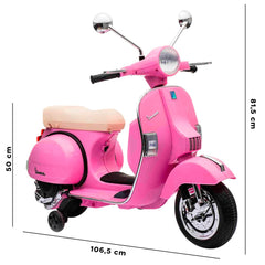 LT887 Moto électrique PIAGGIO pour enfants VESPA PX avec roulettes laterales