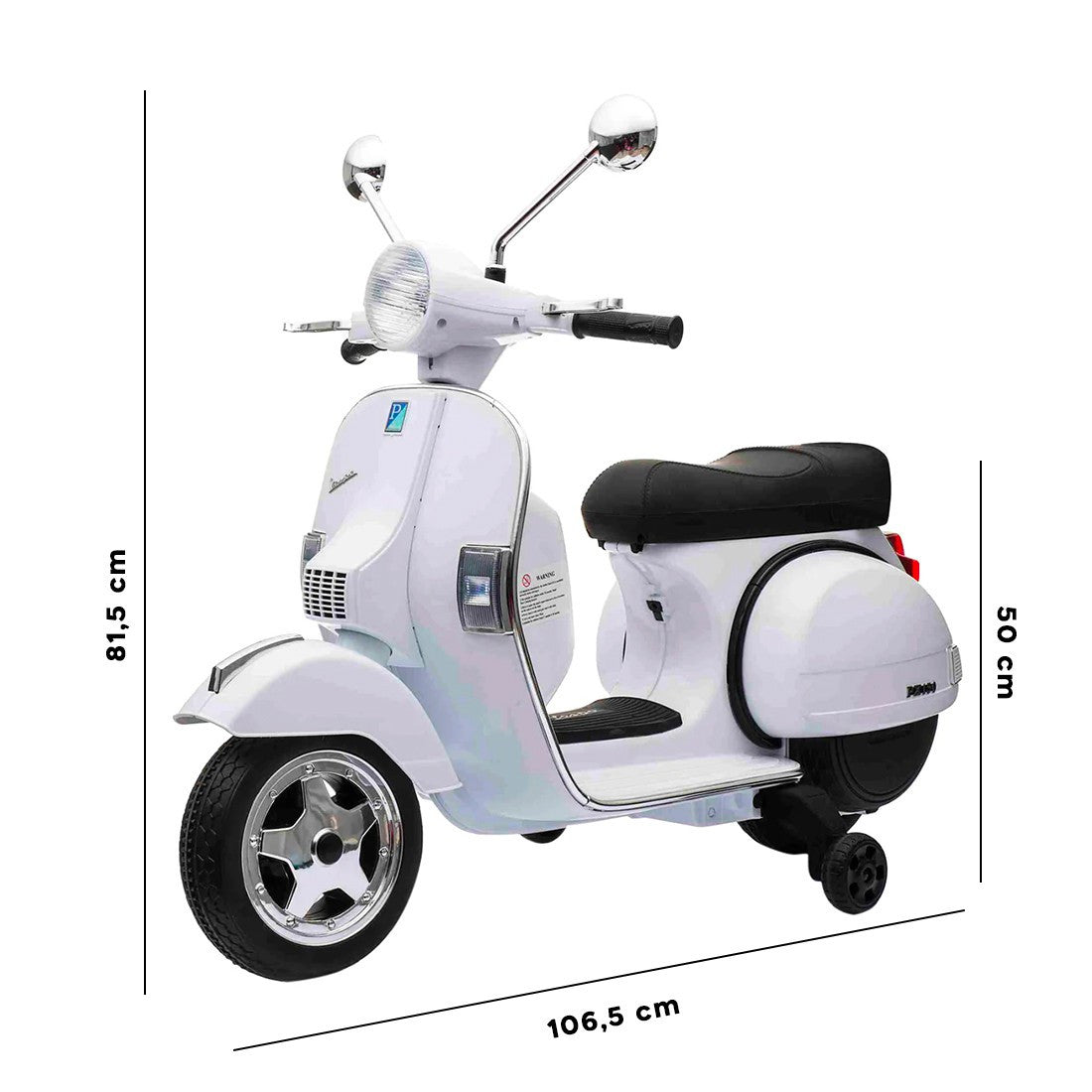 LT887 Moto électrique PIAGGIO pour enfants VESPA PX avec roulettes laterales