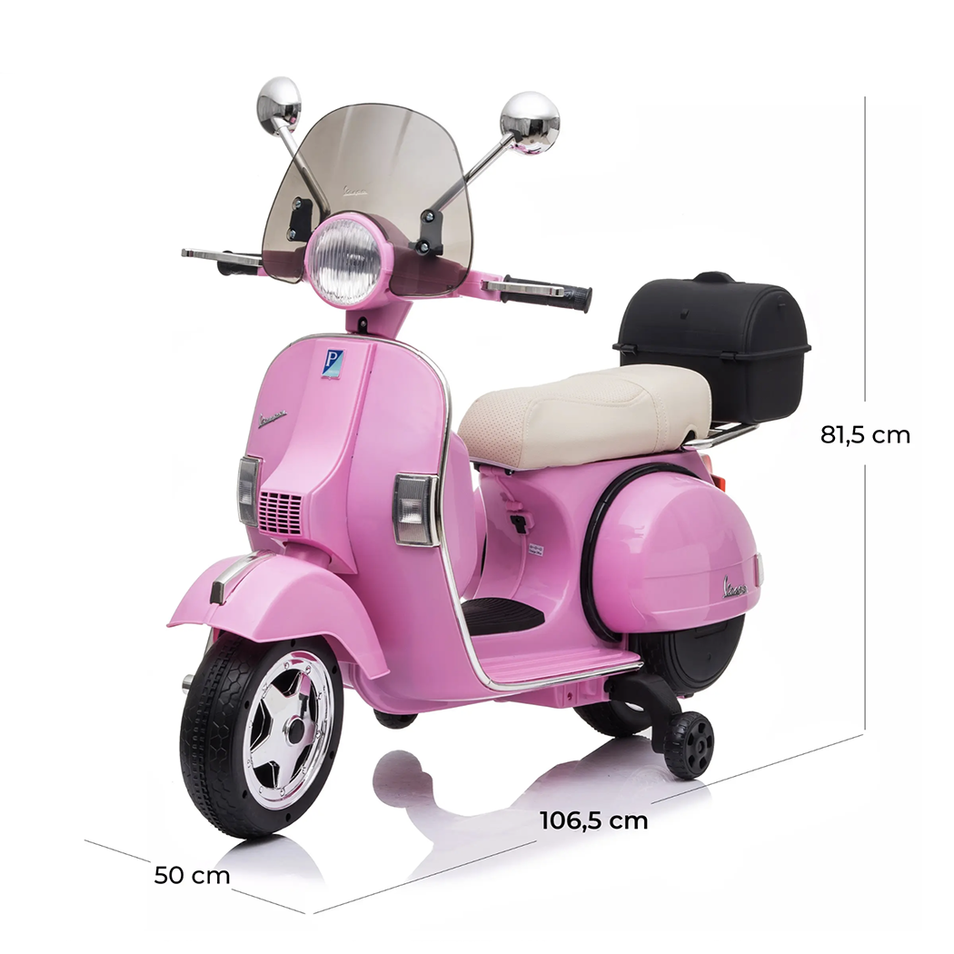 Piaggio Vespa PX 150 Full Electrique 12V pour Enfant avec coffre et paravent MP3