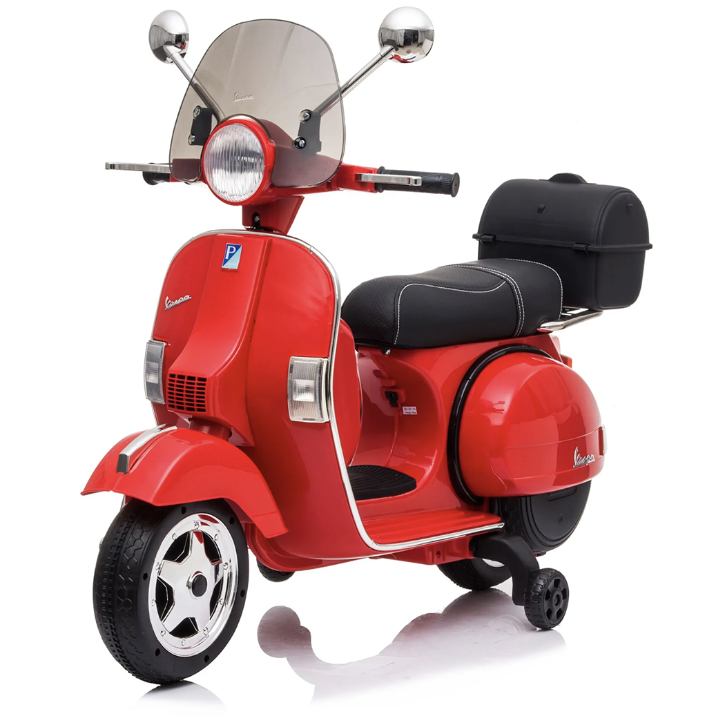 Piaggio Vespa PX 150 Full Electrique 12V pour Enfant avec coffre et paravent MP3