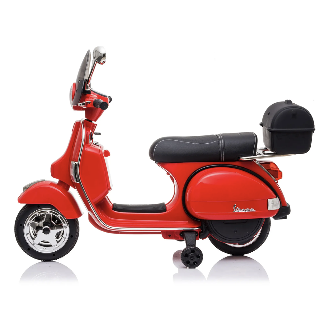 Piaggio Vespa PX 150 Full Electrique 12V pour Enfant avec coffre et paravent MP3