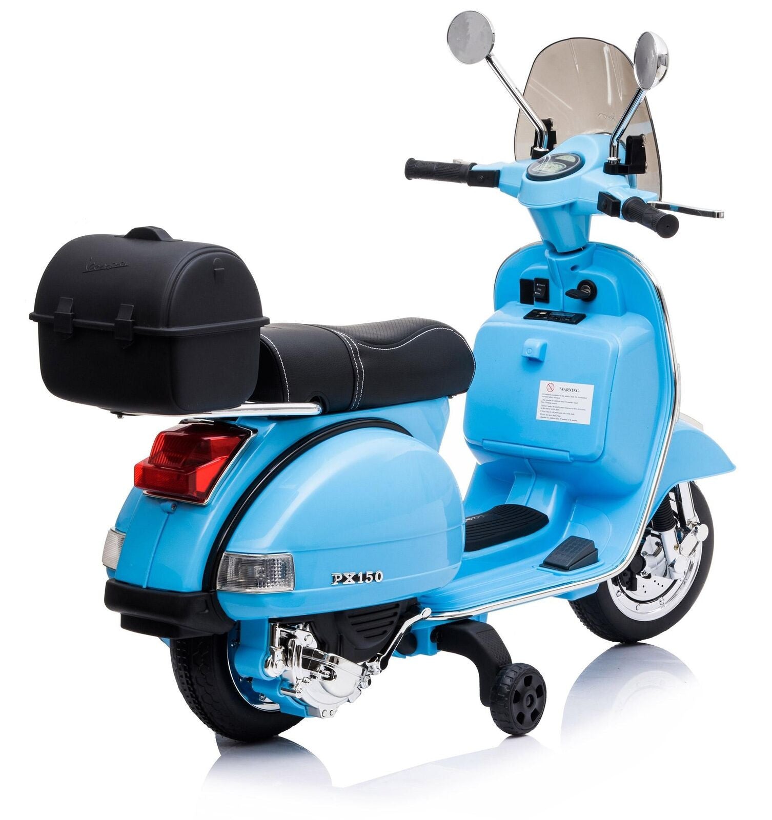 Piaggio Vespa PX 150 Full Electrique 12V pour Enfant avec coffre et paravent MP3