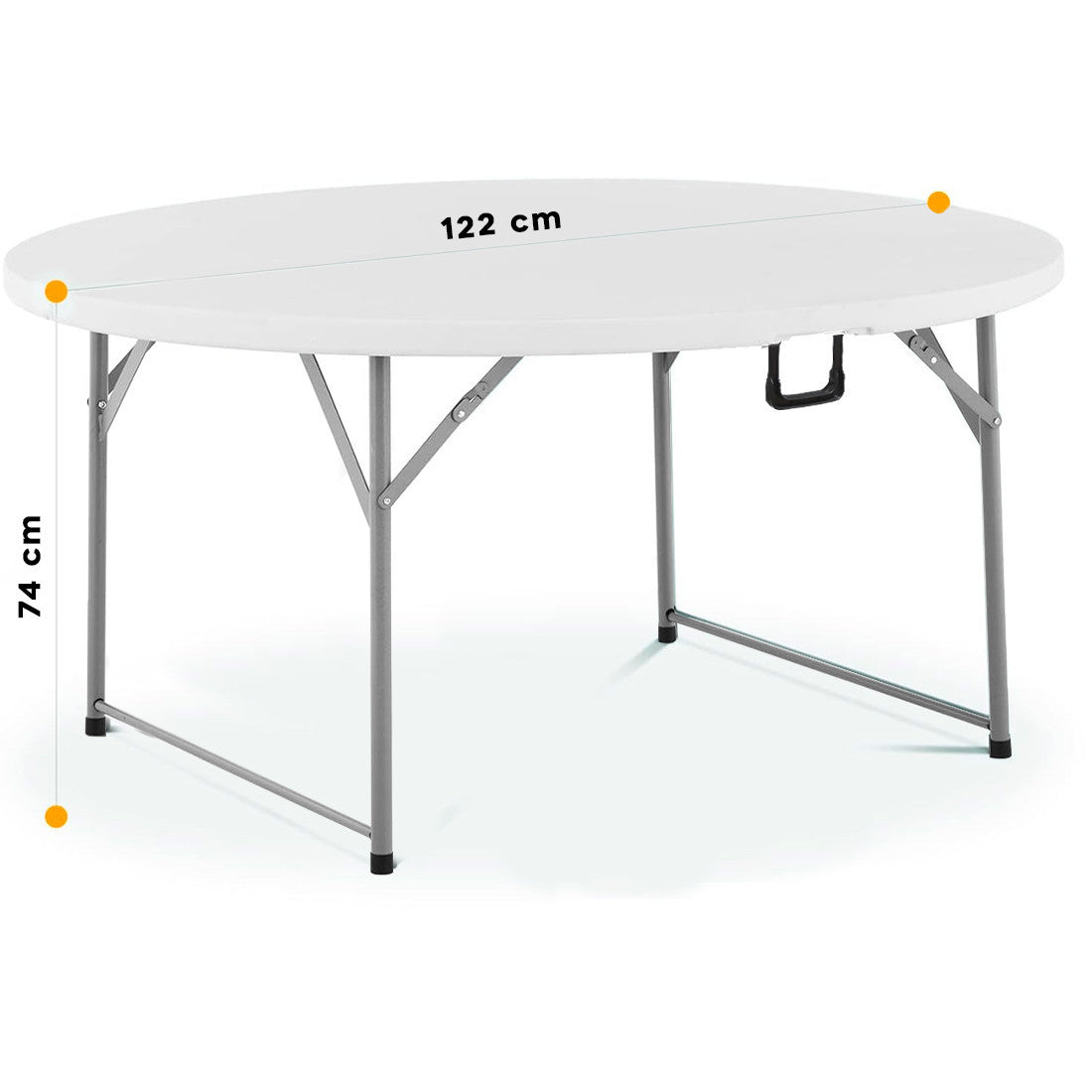 Table pliante ronde ASIA 122 cm résine blanche pour restauration jardin maison
