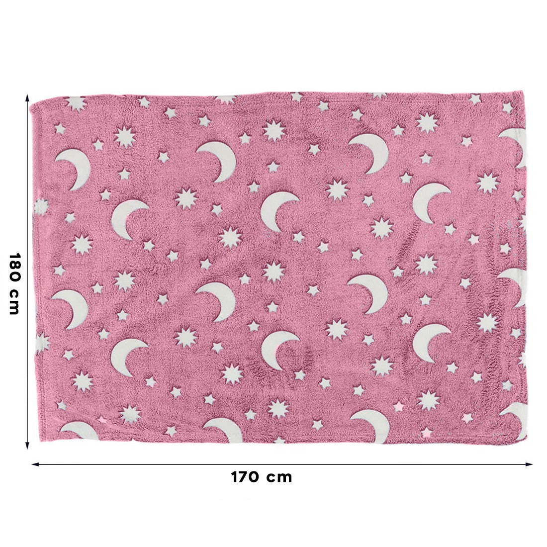 Couverture magique enfants en peluche rose avec des étoiles fluorescent 170x180