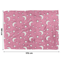 Couverture magique enfants en peluche rose avec des étoiles fluorescent 170x180