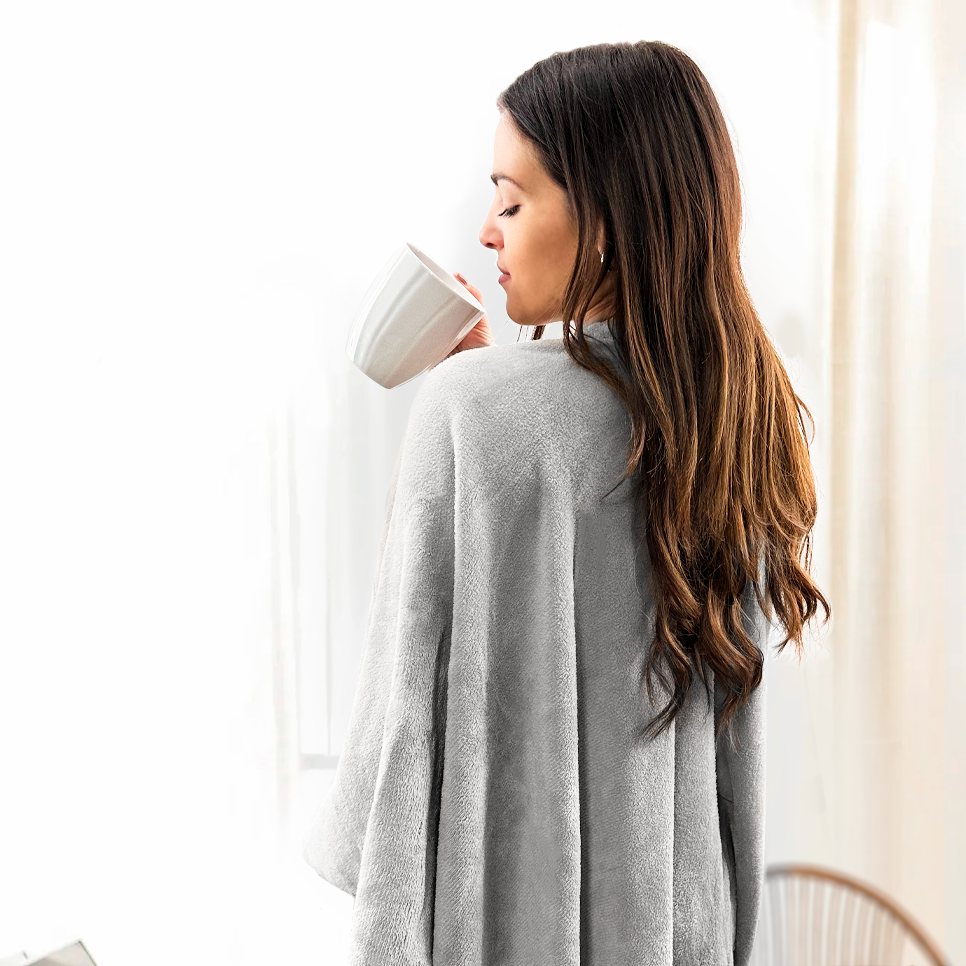 Châle avec cordon pour femme doux chaud pour l'hiver à la maison taille unique