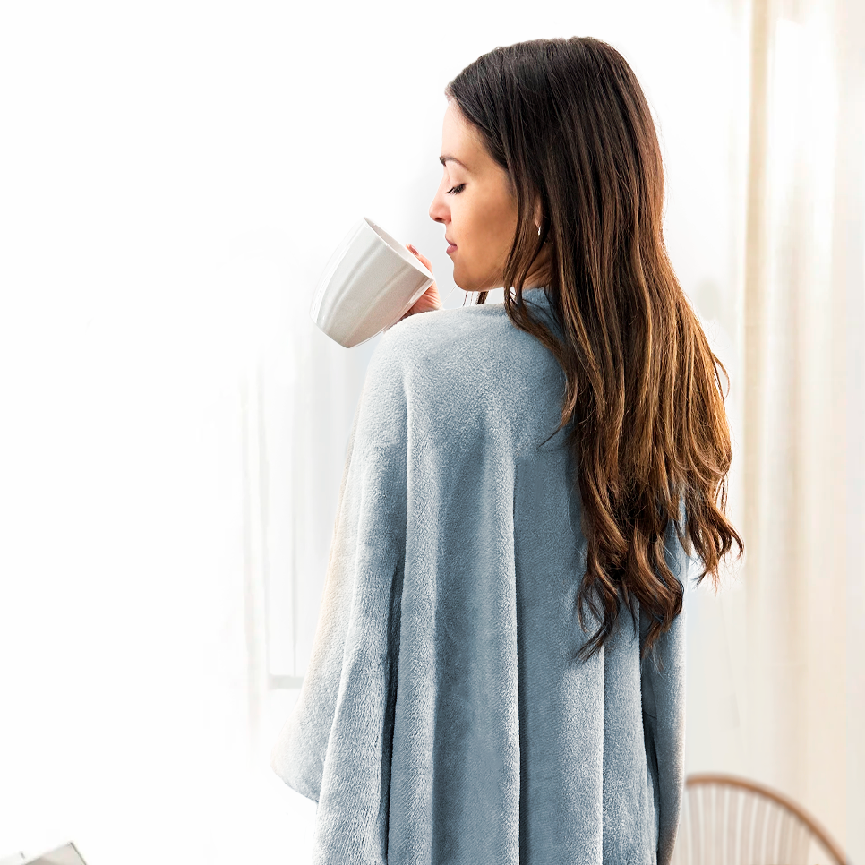Châle avec cordon pour femme doux chaud pour l'hiver à la maison taille unique