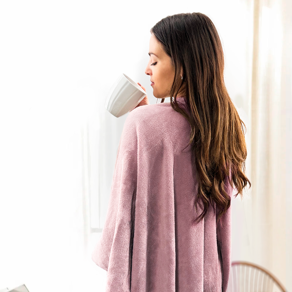 Châle avec cordon pour femme doux chaud pour l'hiver à la maison taille unique