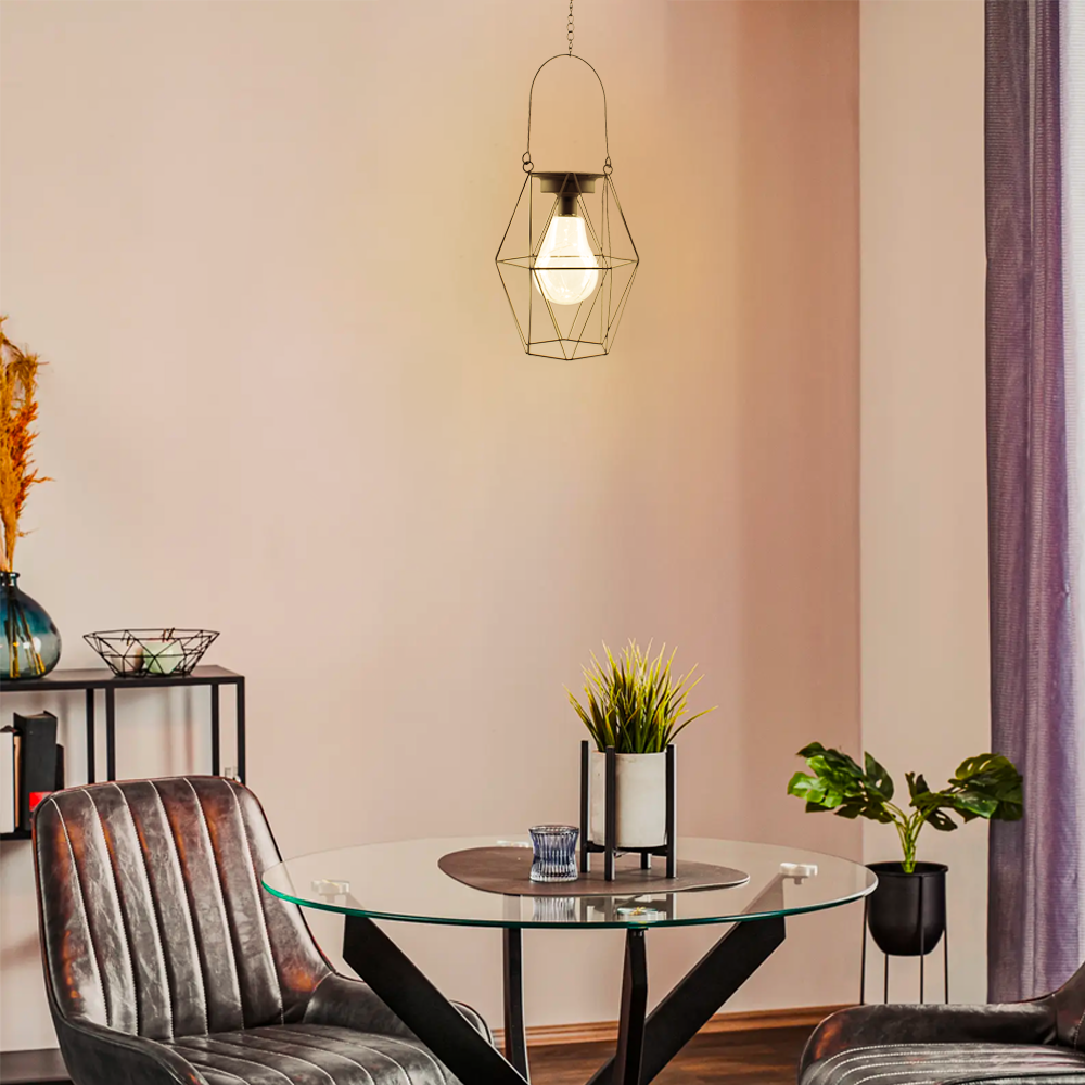 Lanterne extérieure avec mini-lumières LED à pile - Lampe suspendue factice