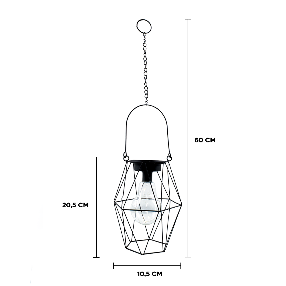 Lanterne extérieure avec mini-lumières LED à pile - Lampe suspendue factice