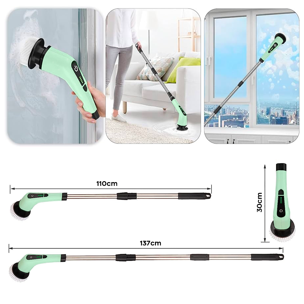 Brosse Électrique Rotative Sans Fil 3 en 1 pour Surfaces avec 3 Têtes