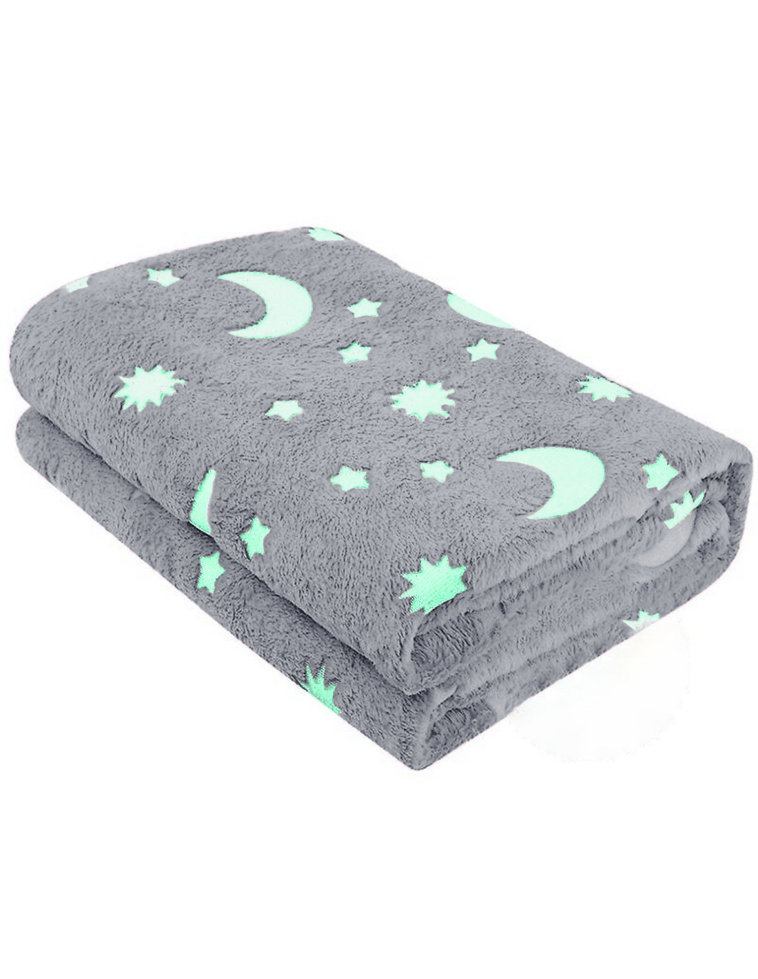 Couverture Magique Enfants Plaid d'Hiver en Peau Grise avec Motif Fluorescent