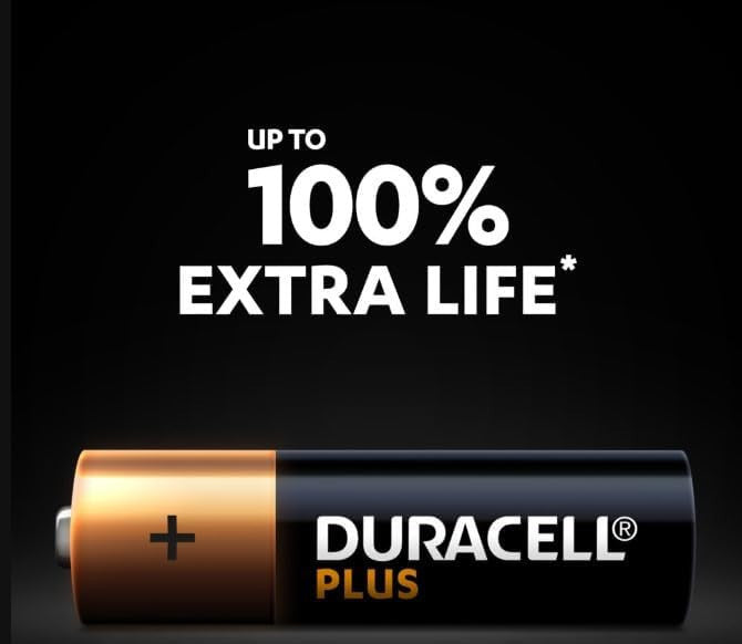 4 piles alcalines Duracell Plus format Mini Style AAA avec une durée de vie 100%