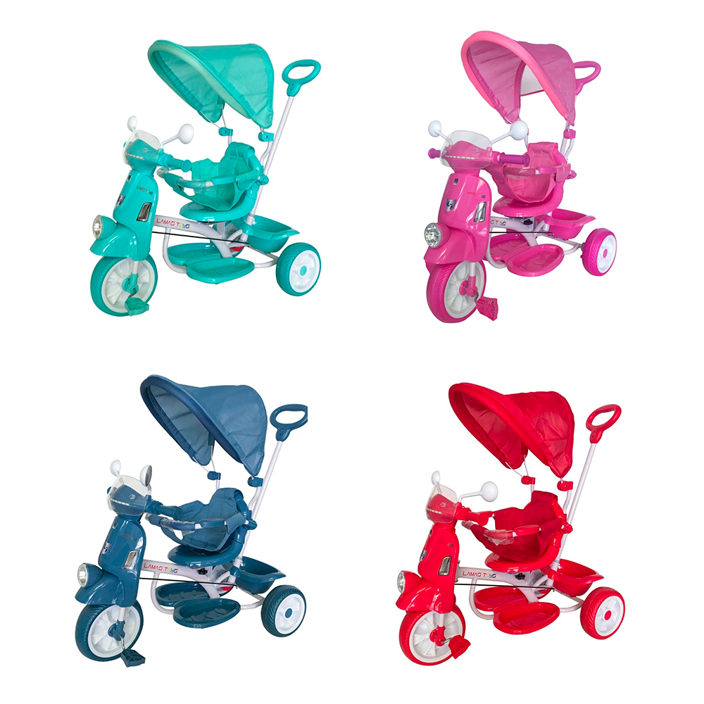 Tricycle pour enfants Deluxe LT917 Siège pivotant Lumières sons Pare-soleil
