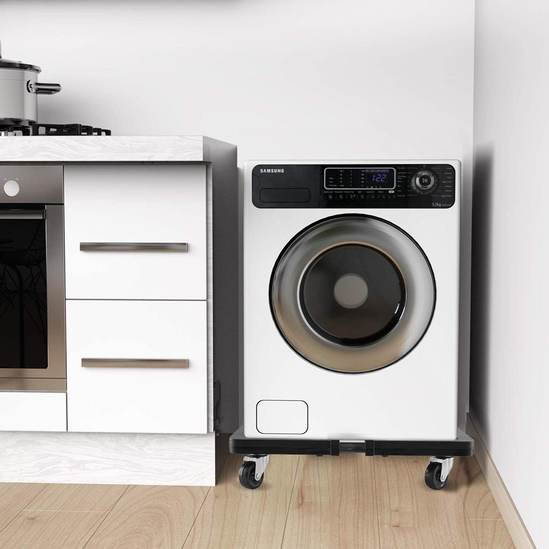 Chariot base mobile et réglable pour lave-linge, sèche-linge réfrigérateur 90KG