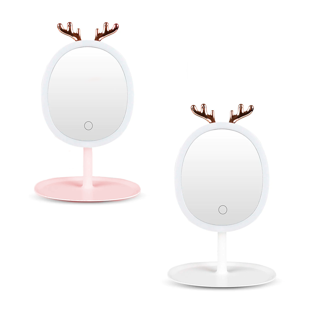 Miroir maquillage cosmétique avec éclairage LED tactile rechargeable sur table