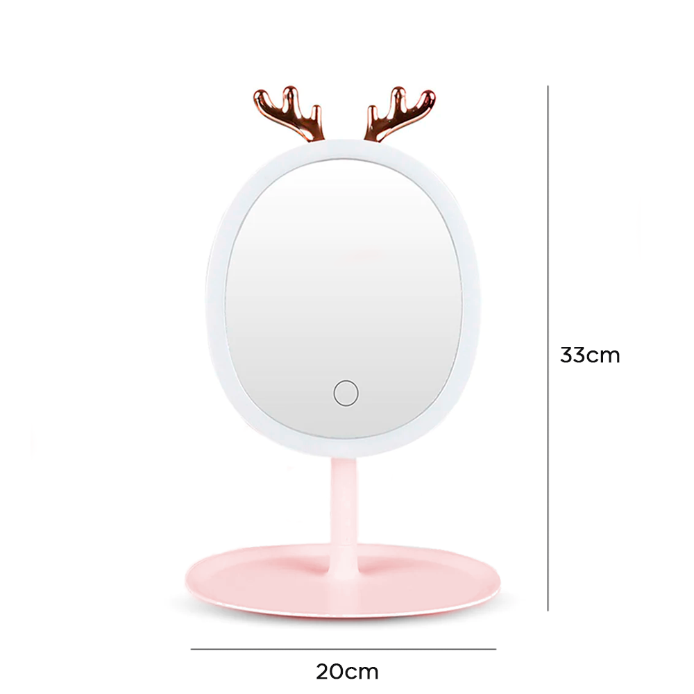 Miroir maquillage cosmétique avec éclairage LED tactile rechargeable sur table