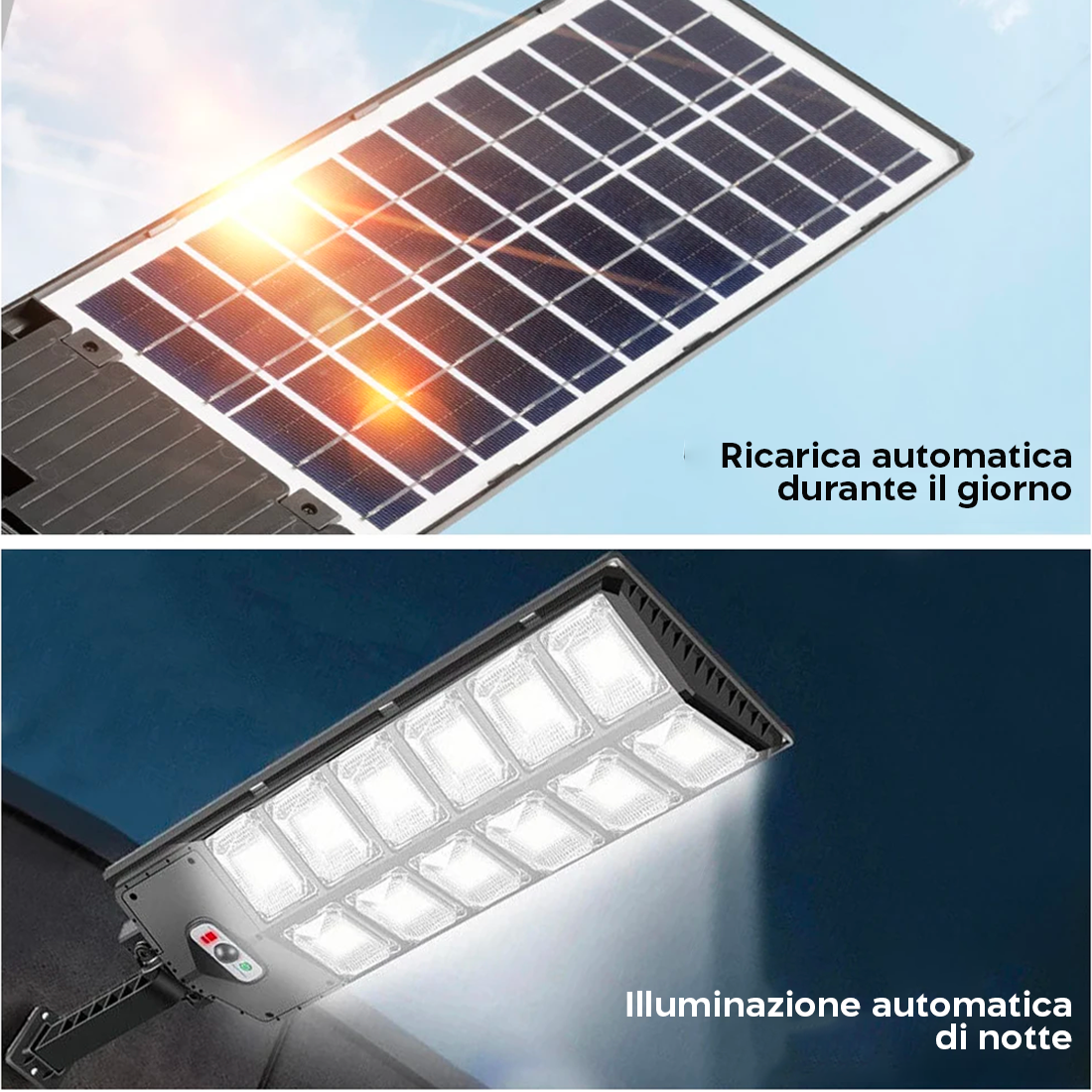 Lampadaire Solaire 1000 lumen avec Détecteur Mouvement Télécommande IP65 W789B-6