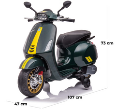 Moto électrique enfants LT941 Piaggio Vespa Sprint 12V avec lumières et sons LED