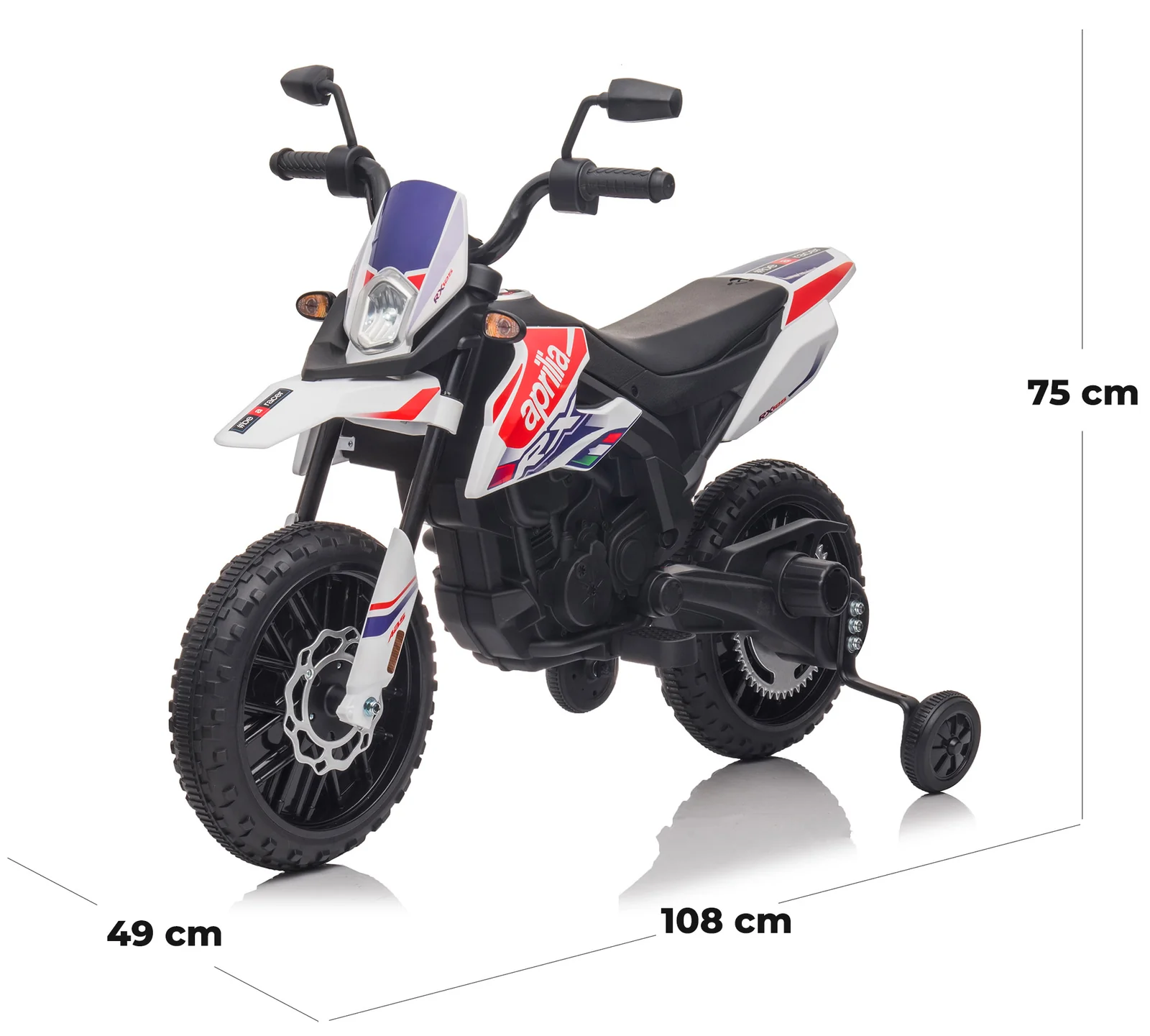 Moto électrique enfants LT944 Aprilia Motocross RX125 12V lumières LED et sons