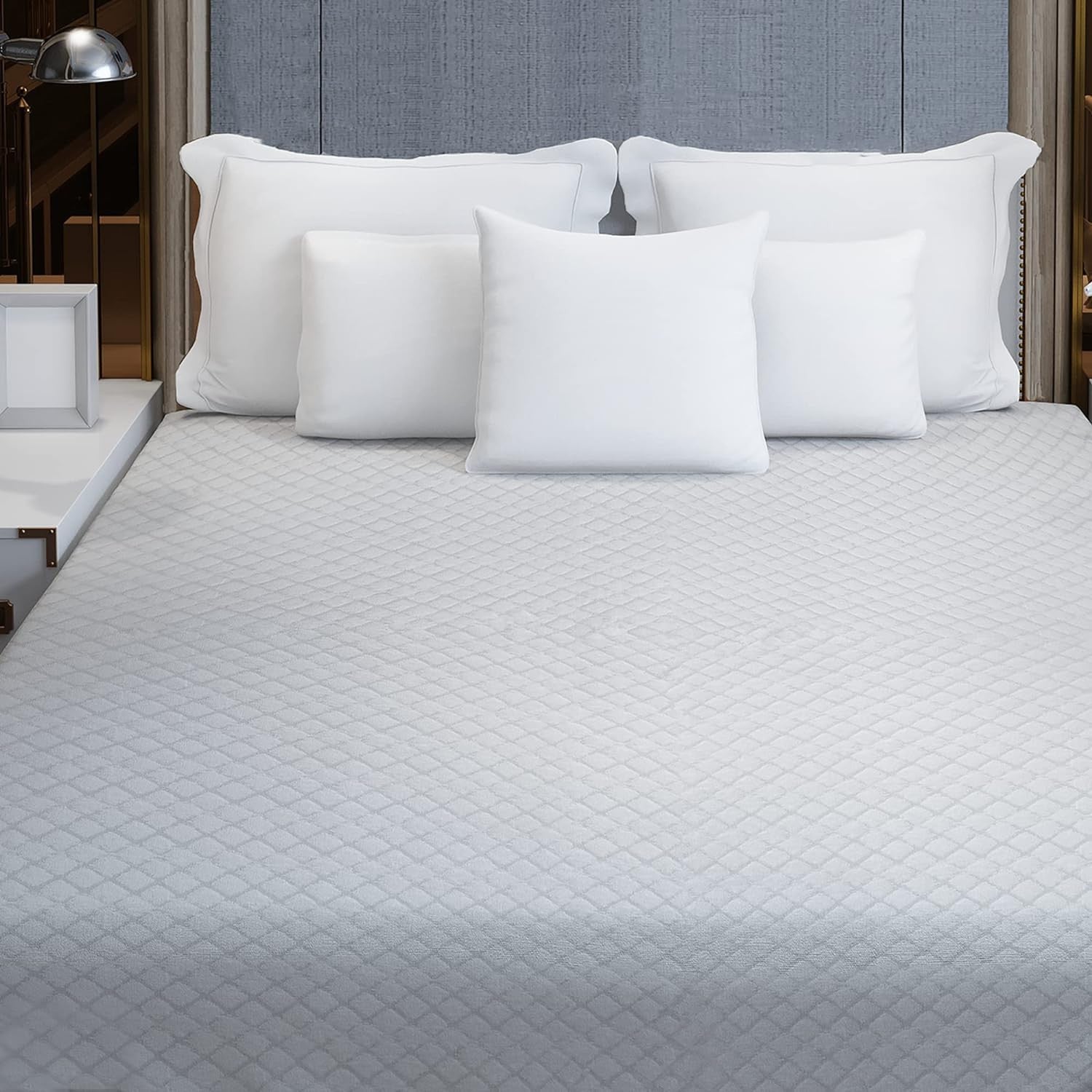Housse matelas lit double en coton Jacquard 185x200, respirante et absorbante
