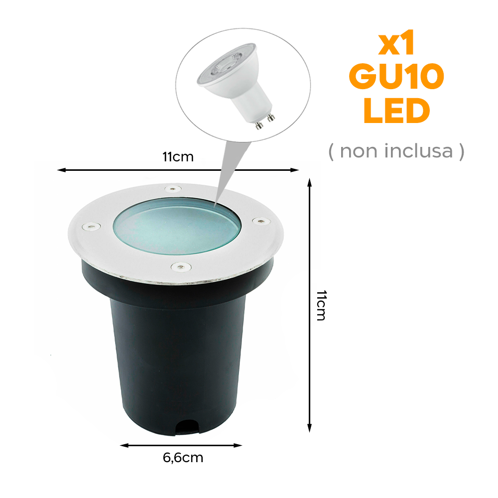 Spot encastrable LED rond IP65 avec douille GU10 résistant au sol