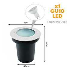 Spot encastrable LED rond IP65 avec douille GU10 résistant au sol