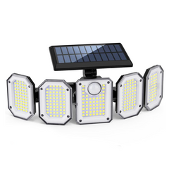Lampe Solaire Extérieure Murale avec Télécommande IP65, 5 Panneaux et 300 LED