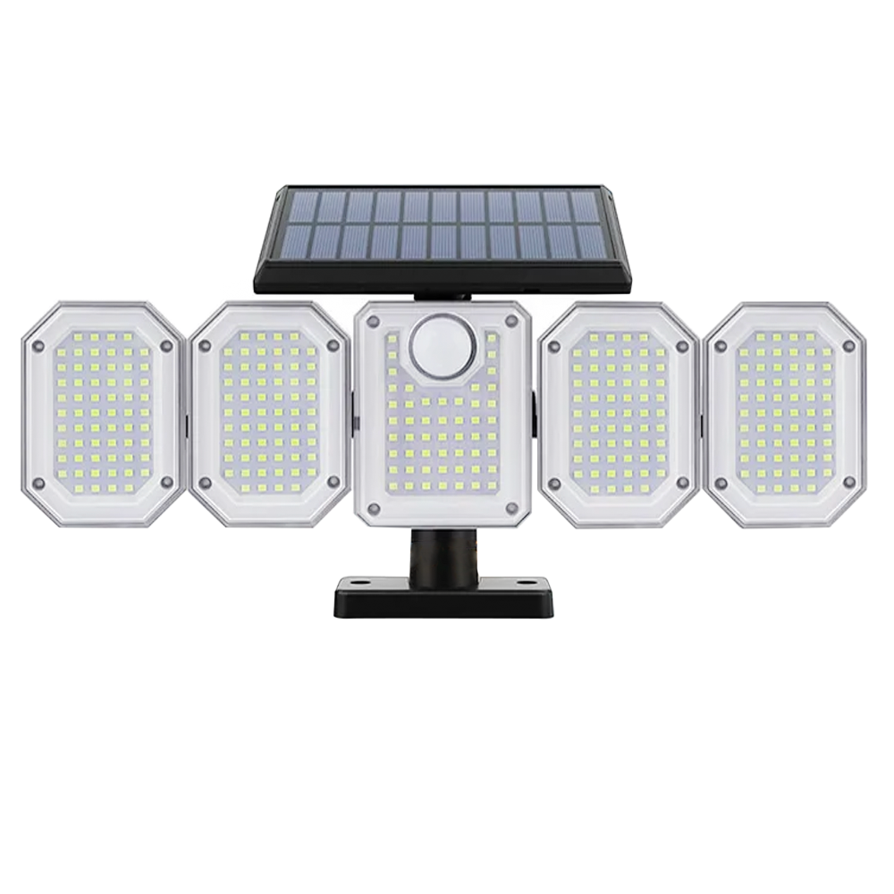 Lampe Solaire Extérieure Murale avec Télécommande IP65, 5 Panneaux et 300 LED