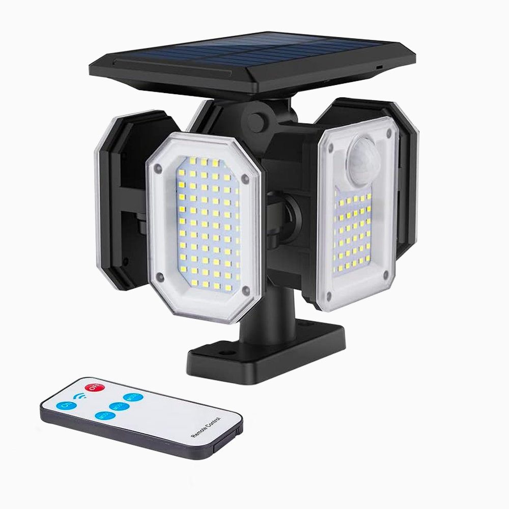Lampe Solaire Extérieure Murale avec Télécommande IP65, 5 Panneaux et 300 LED