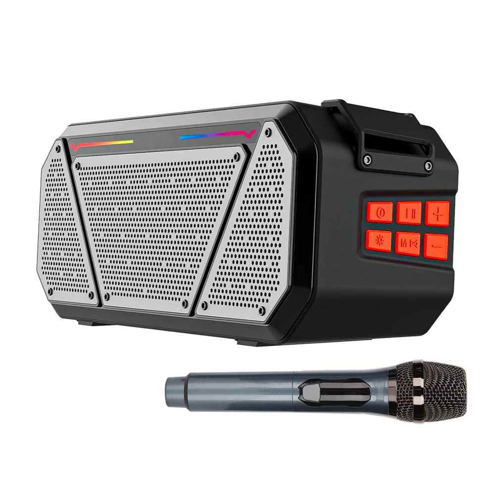 Enceinte stéréo portable Bluetooth sans fil lumières RVB et microphone Radio FM
