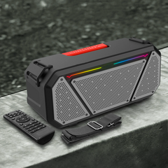 Enceinte stéréo portable Bluetooth sans fil lumières RVB et microphone Radio FM