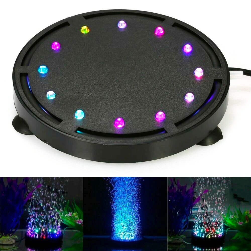 Lampe à bulles d'aquarium à LED RVB Éclairage sous-marin Ventouse de fixation