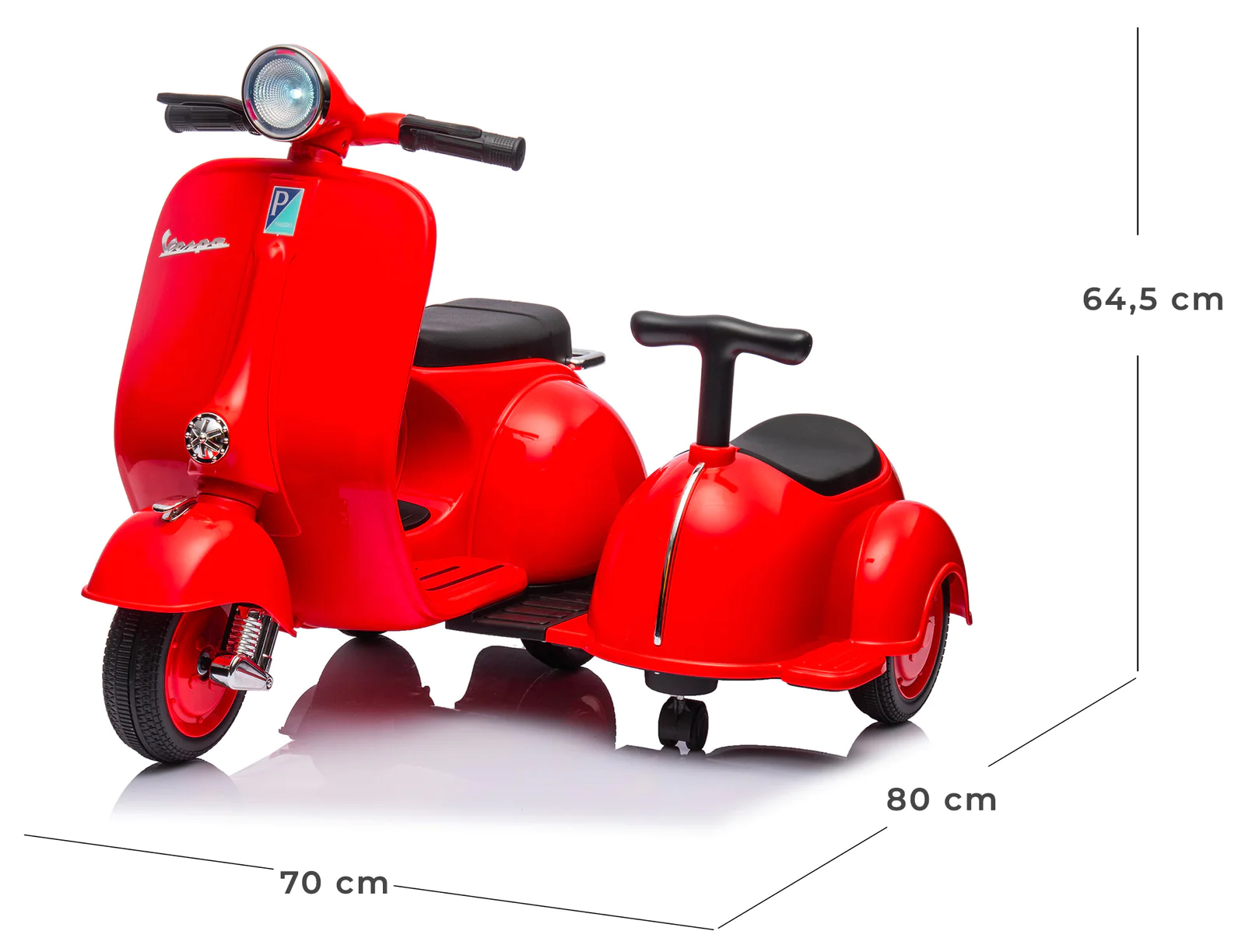Moto électrique enfants LT958 Vespa avec petit side-car 6V lumières LED et son