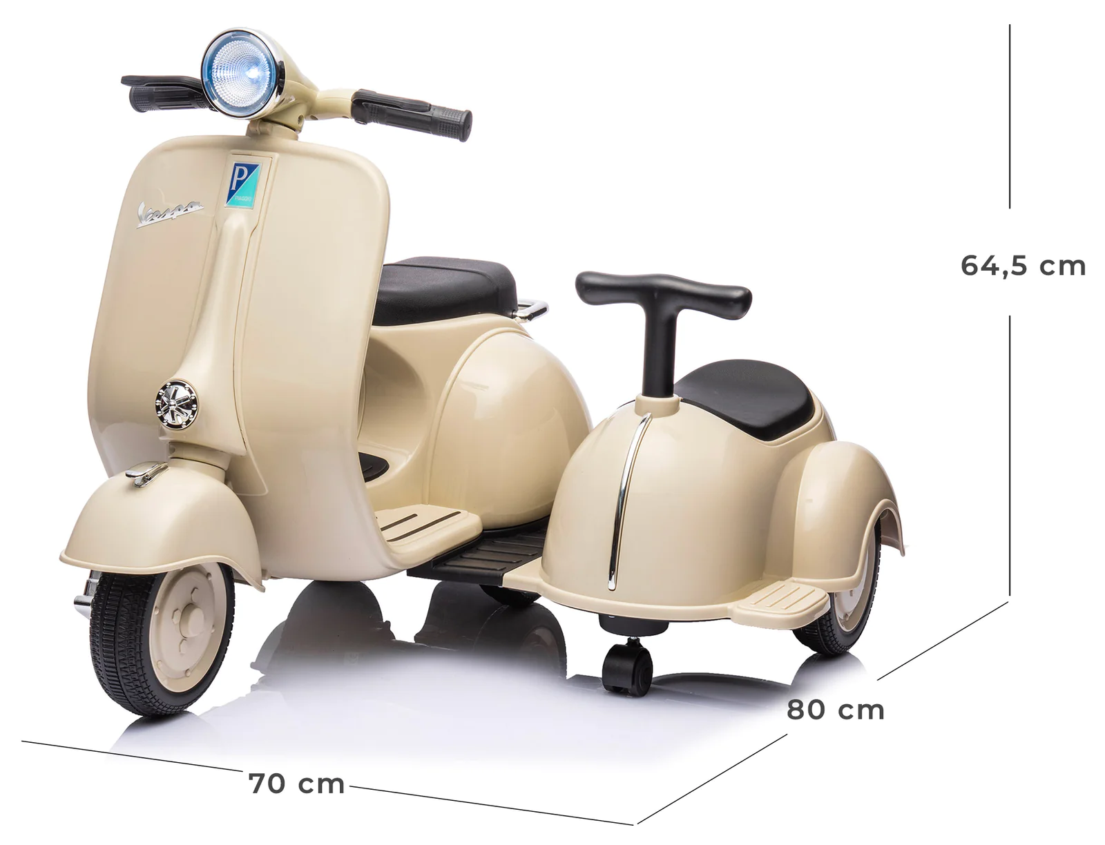 Moto électrique enfants LT958 Vespa avec petit side-car 6V lumières LED et son