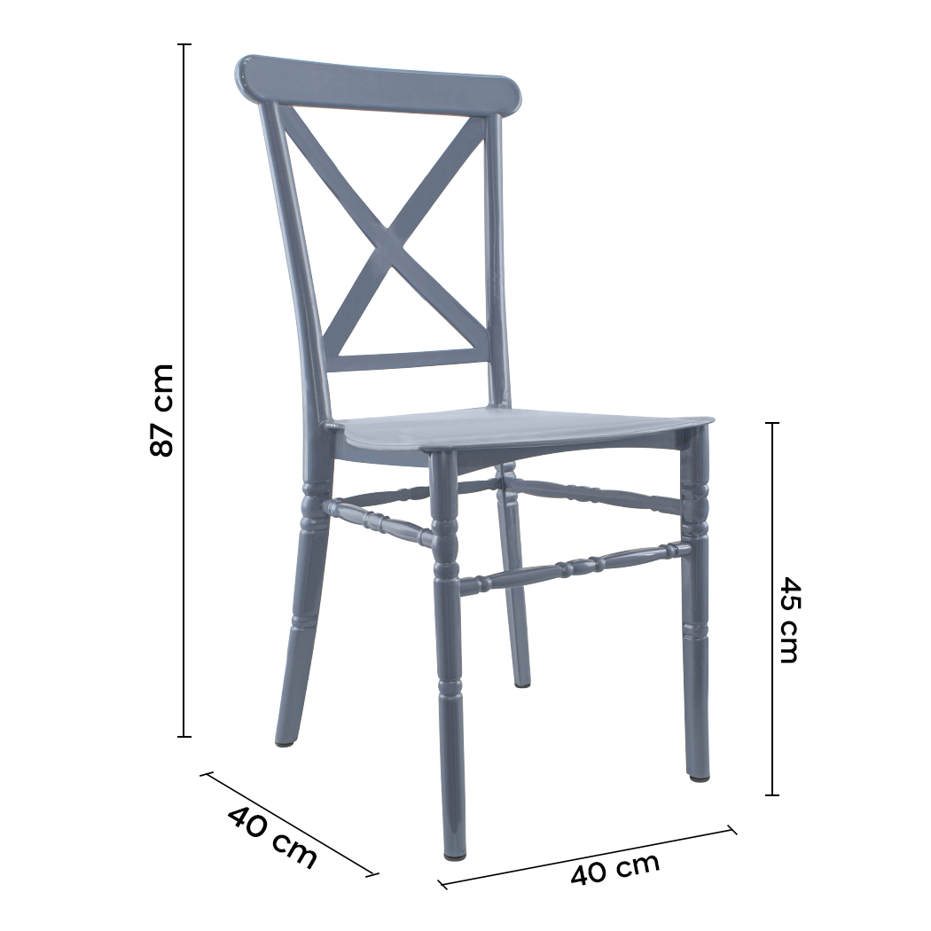 Pack 6 chaises Sidney Gris polypropylène vintage pour restauration et événements