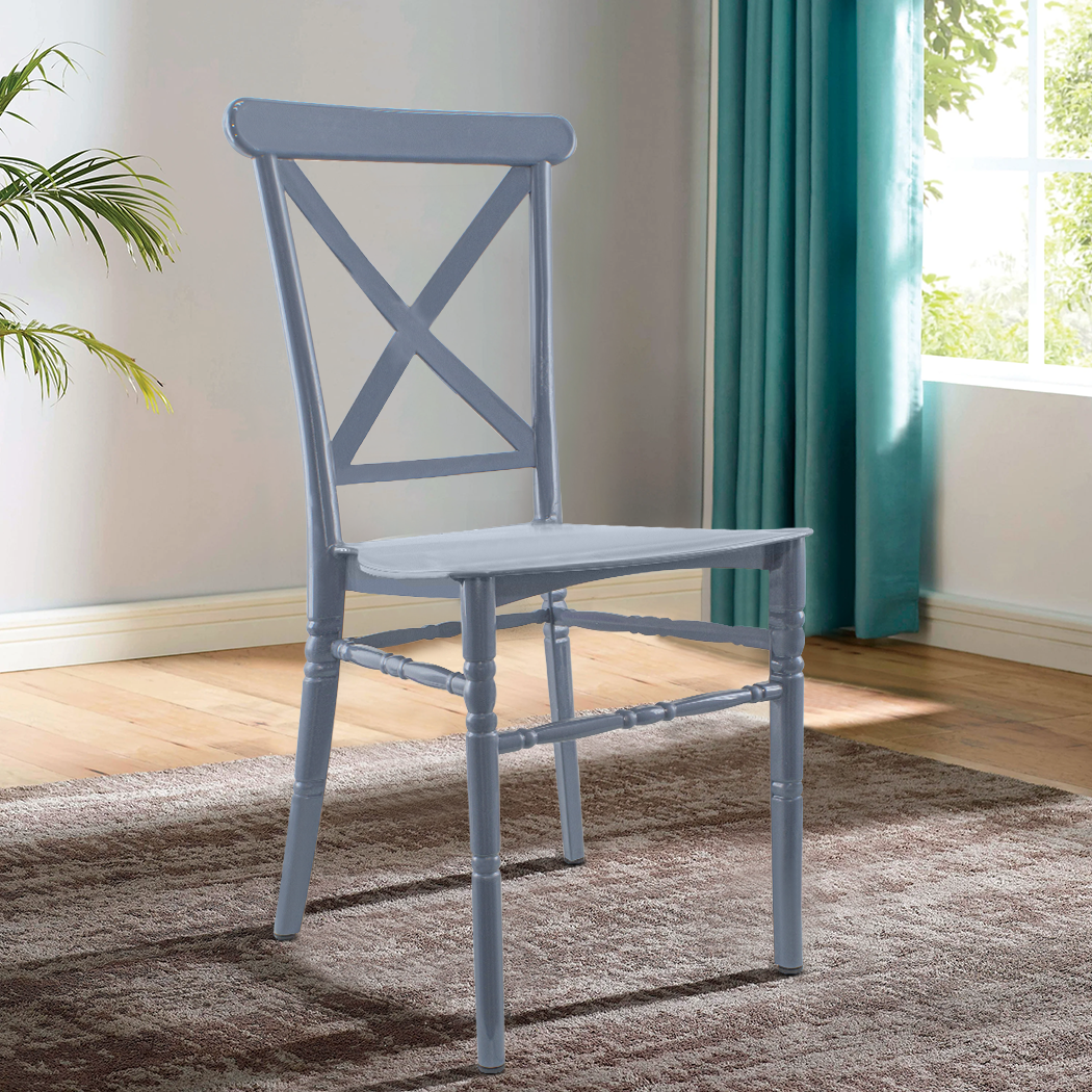 Pack 6 chaises Sidney Gris polypropylène vintage pour restauration et événements
