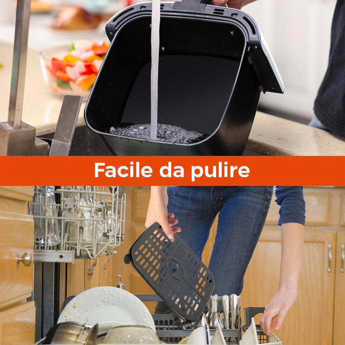 Friteuse à air 1600W JCFA-501AP Capacité 7,5 lt 200° avec verre transparent