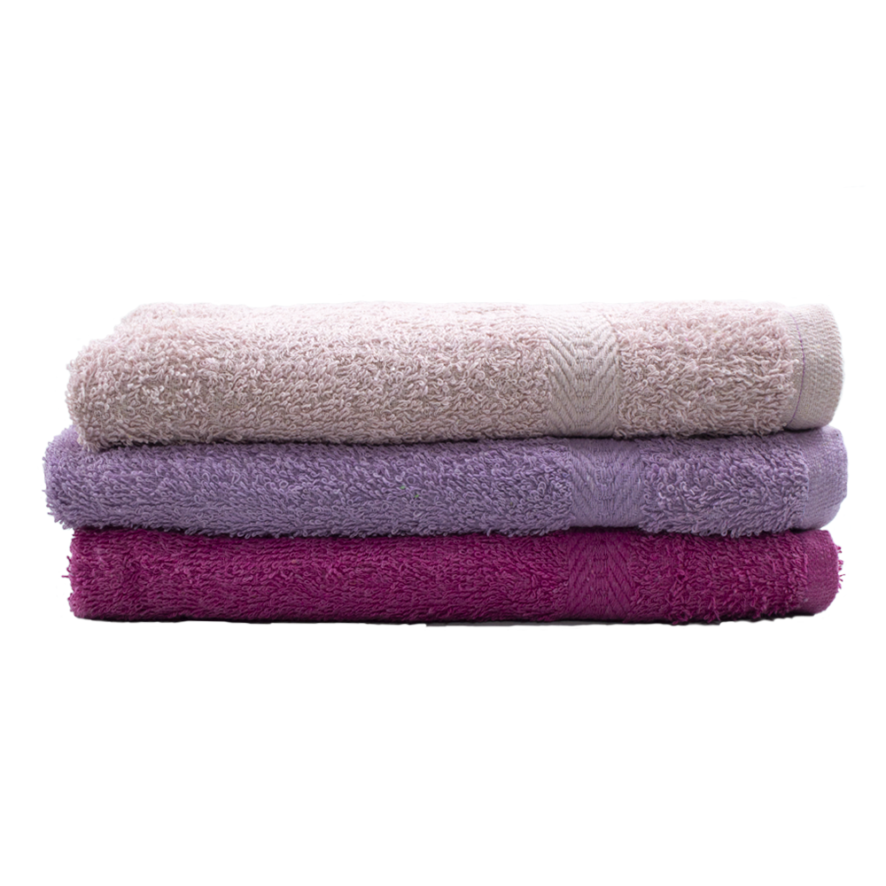 Ensemble de serviettes de bain 3+3 visage + invité en couleurs unies 100% coton
