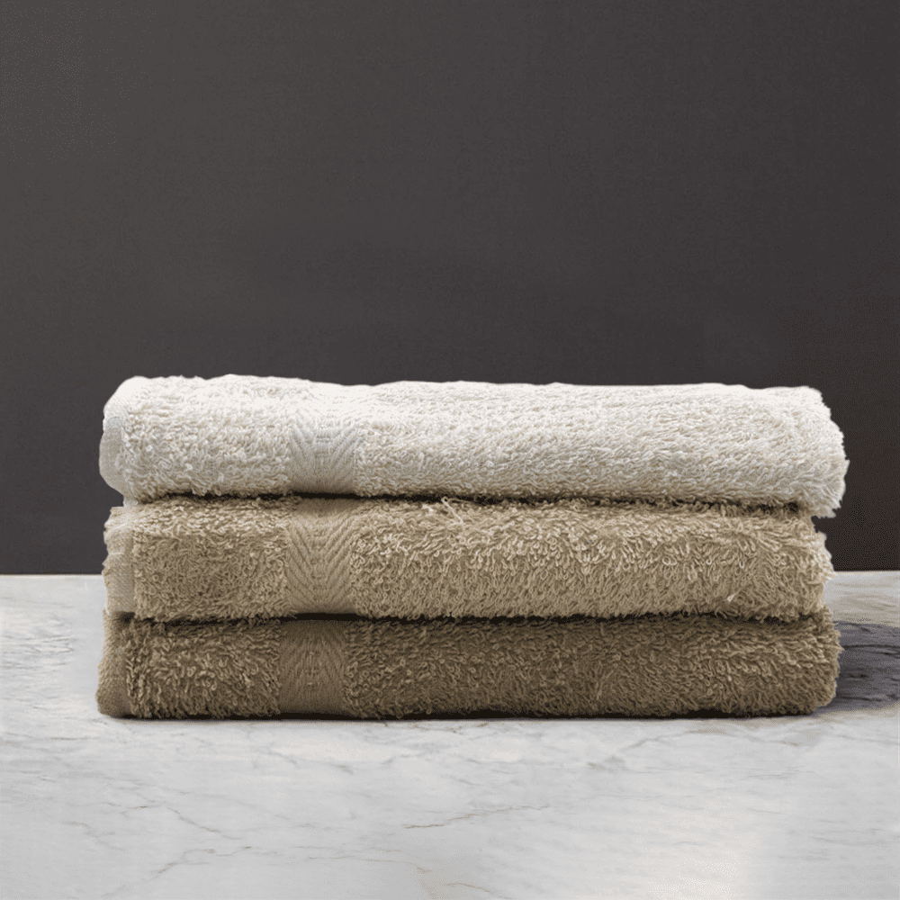 Ensemble de serviettes de bain 3+3 visage + invité en couleurs unies 100% coton