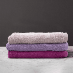 Ensemble de serviettes de bain 3+3 visage + invité en couleurs unies 100% coton