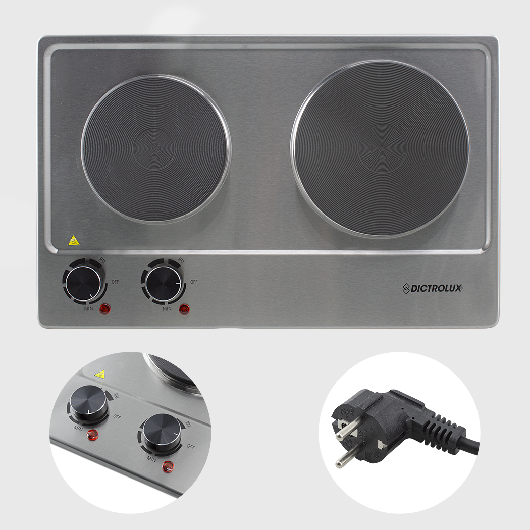 Cuisinière électrique double plaque acier Dictrolux2500W thermostat est réglable