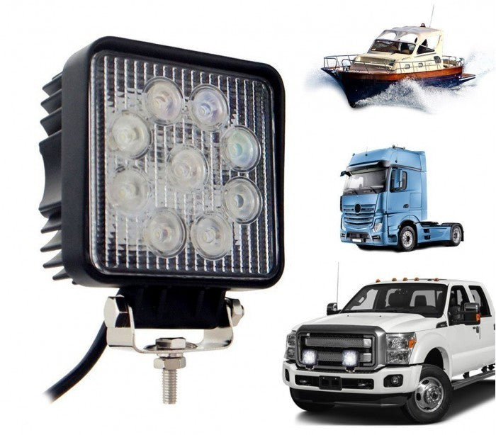 FARD -27w - 9 LED lumière froide / Convient pour voiture -camion -bateau (carré)