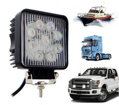 FARD -27w - 9 LED lumière froide / Convient pour voiture -camion -bateau (carré)