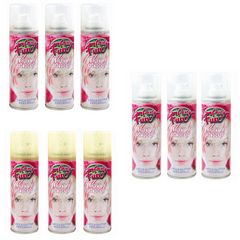 Ensemble 3 laques temporaires pailletées pour cheveux 125ml paillettes couleurs