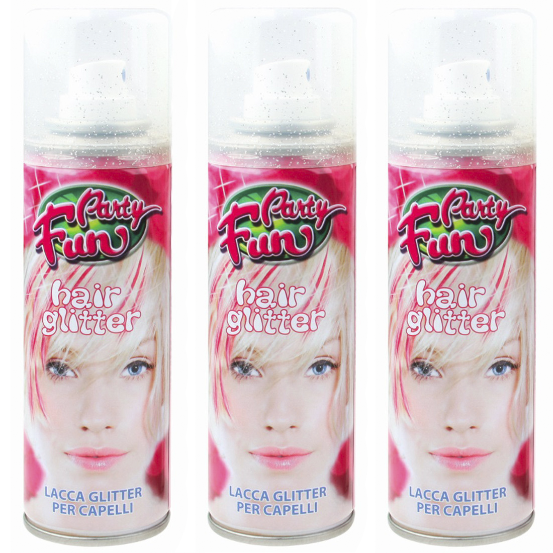Ensemble 3 laques temporaires pailletées pour cheveux 125ml paillettes couleurs