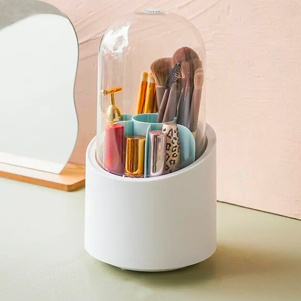 Organisateur pinceaux et maquillage avec base rotative à 360° et 7 compartiments